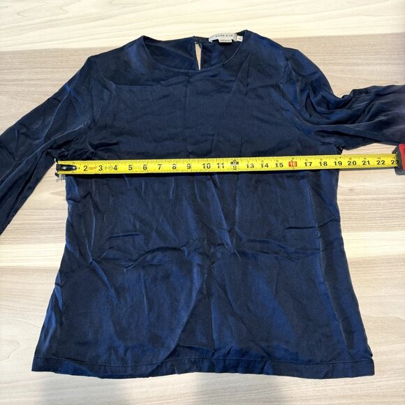 ELISE GUG Dark Blue Long Sleeve Keyhole Back Blouse Women's Size 44 - Picture 5 of 6